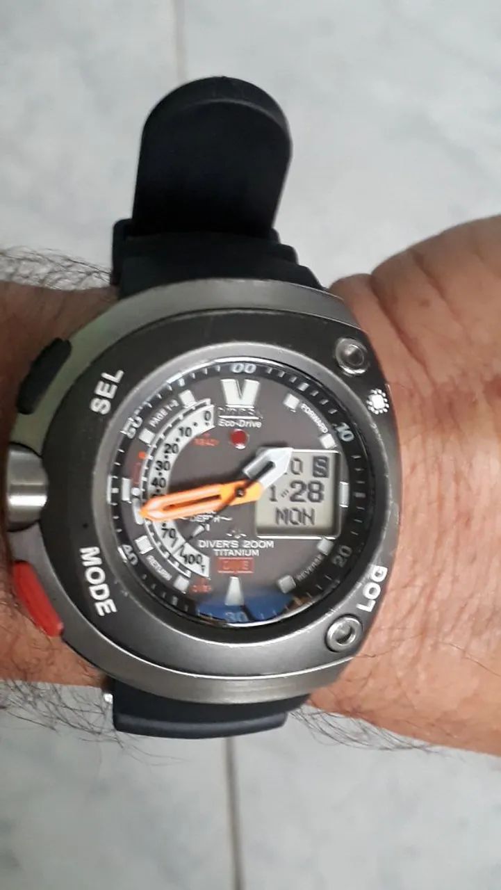 オカ Relógio antigo original CITIZEN PROMASTER AQUALAND MEIA LUA