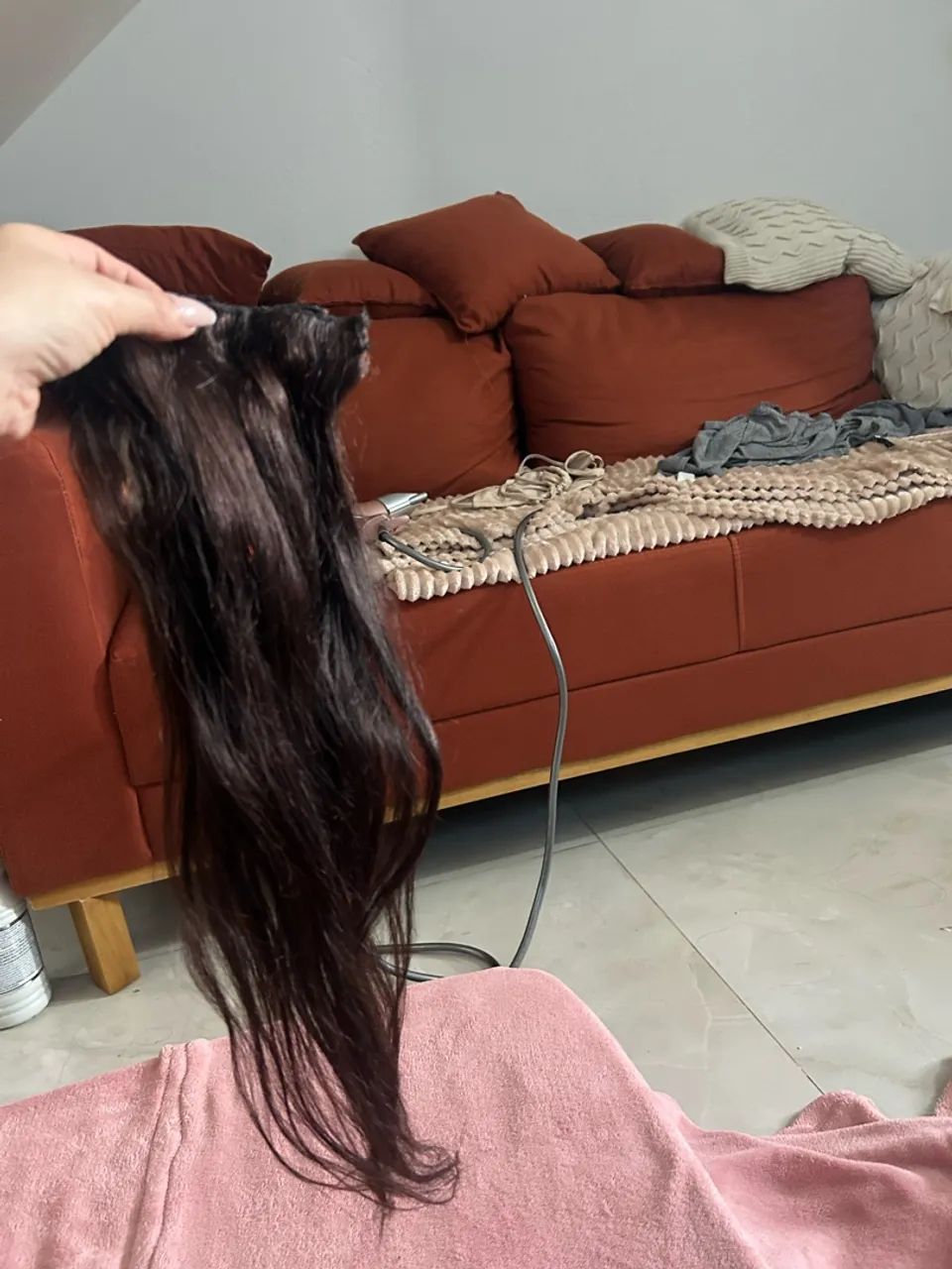 Cabelo humano / duas tela / 55 cm  - Foto 4