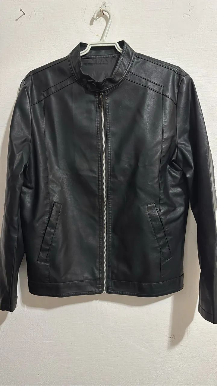Jaqueta couro PU masculina 