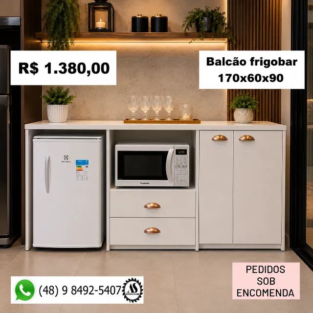 Balcões Espaço, Coffee Área Gourmet Com Encaixe Para Frigobar / Micro-ondas     - Foto 3