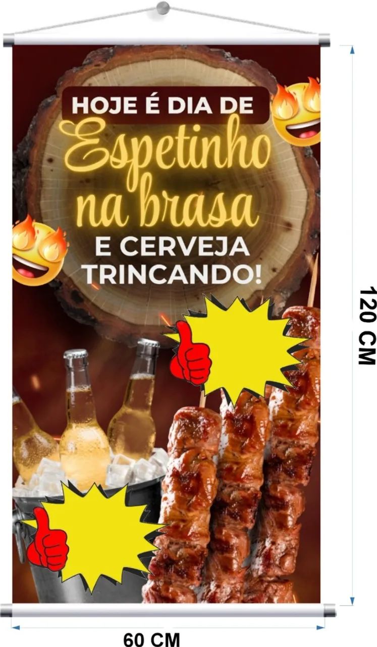 Banner Temos Espetinho Com Arte Pronta de high Qualidade Cores Vibrantes !!! - Foto 3