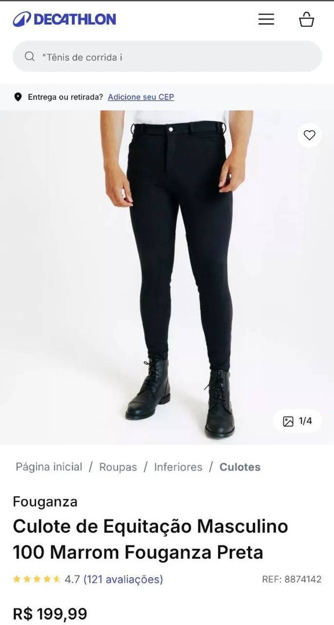 Culote de equitação masculino preto  - Foto 3