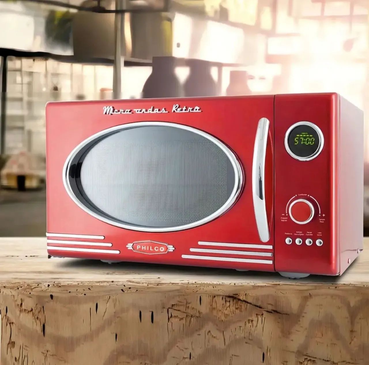 Micro Ondas Philco Retro Vermelho 28L  - Foto 4