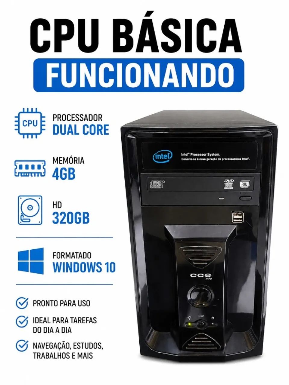 CPU Básica Dual Core Revisada Com Garantia!