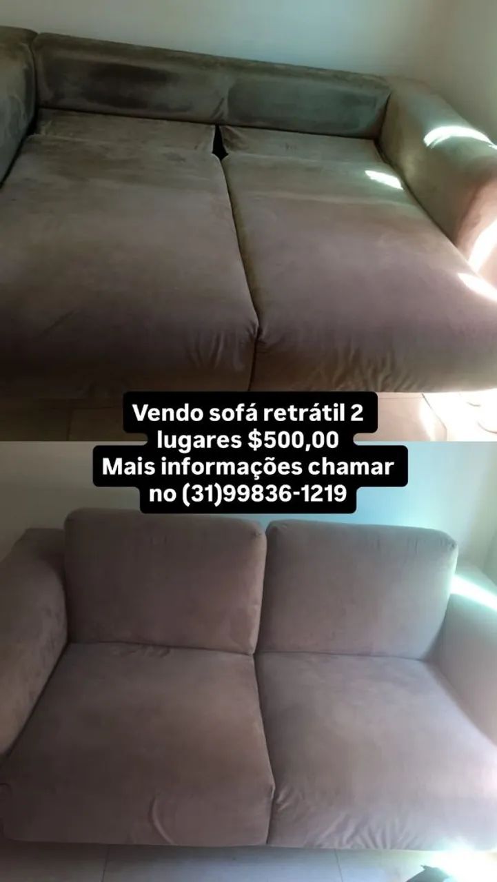 Sofá retrátil dois lugares super conservado na cor marrom 