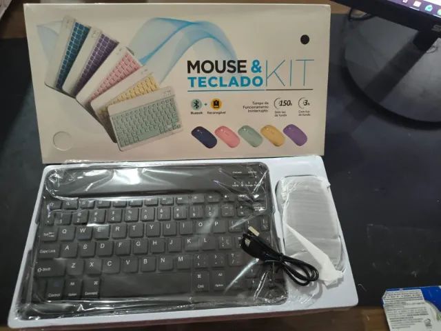 Kit Teclado e Mouse Bluetooth Sem Fio Recarregável Slim