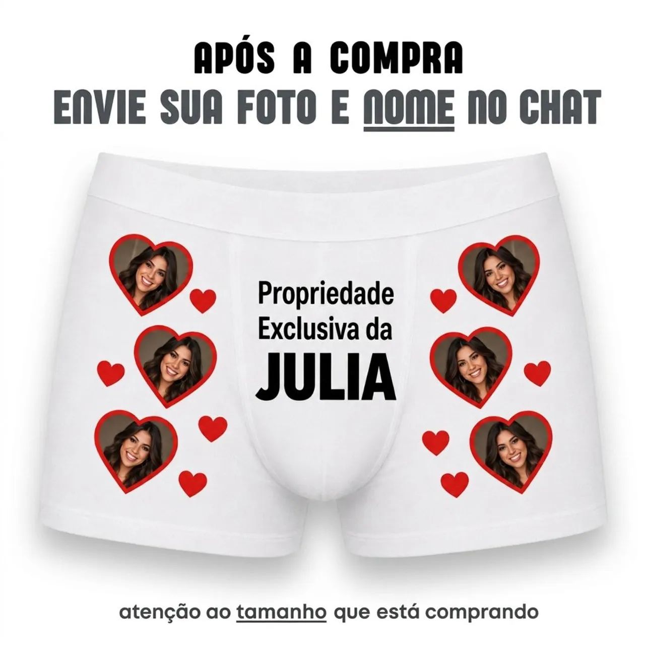 Cueca Boxer Branca Personalizado  - Foto 4