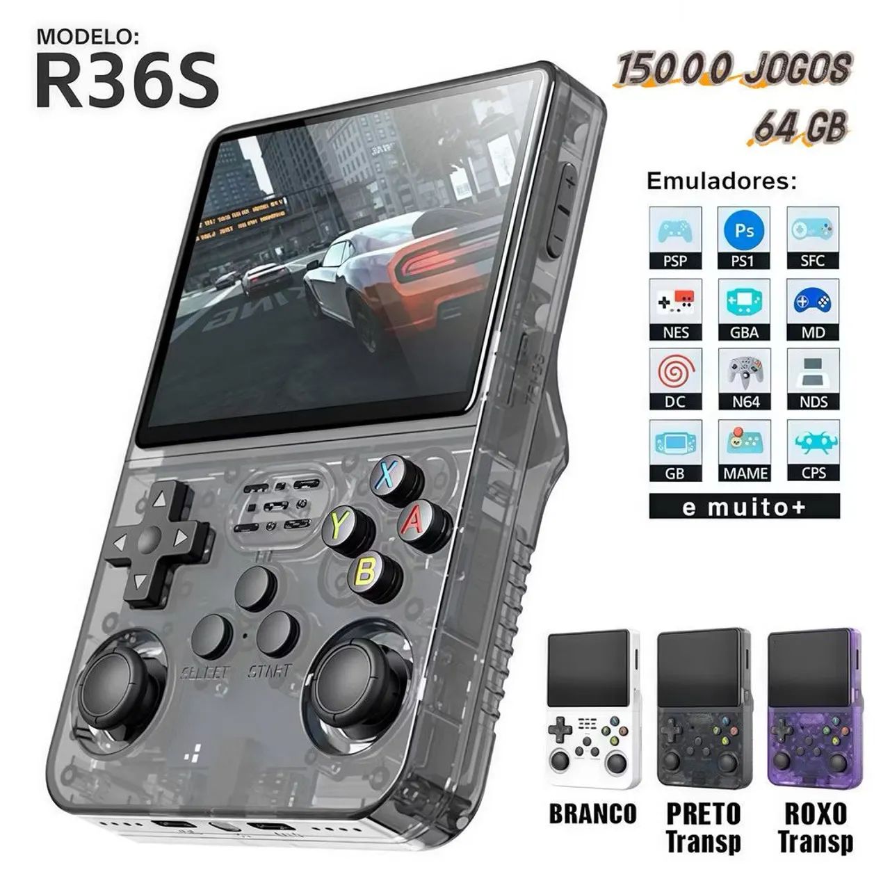 Game Retrô R36S, 15.000, 64g Linux Tela IPS 3.5 Pol. - Foto 6