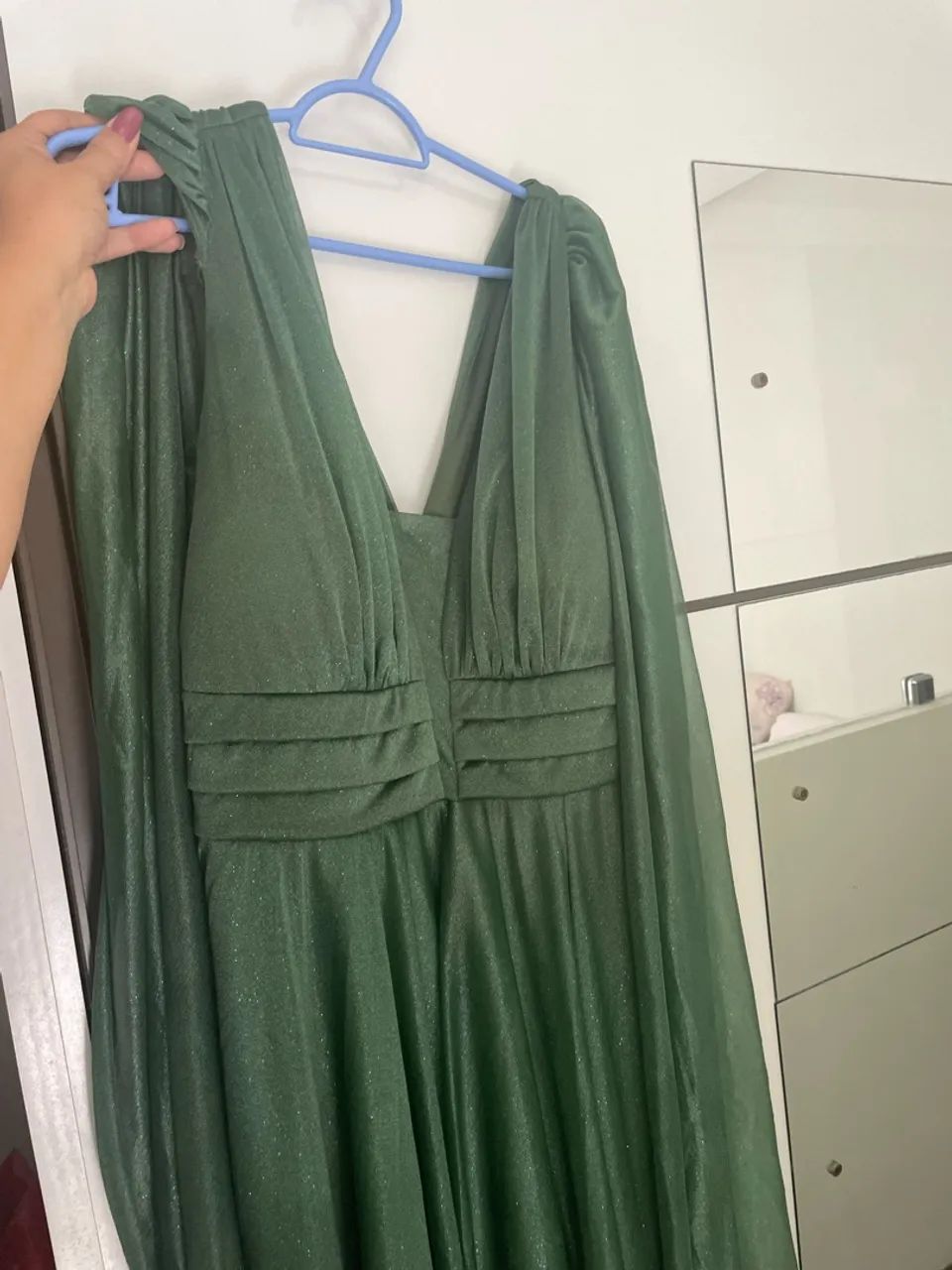 VESTIDO CAPA MICROTULE VERDE OLIVA - Foto 3