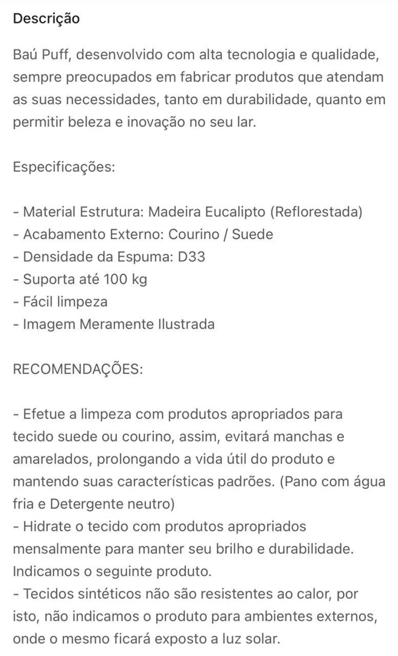 Puff Baú Retangular 78x38x38 preto - semi novo  - Foto 3