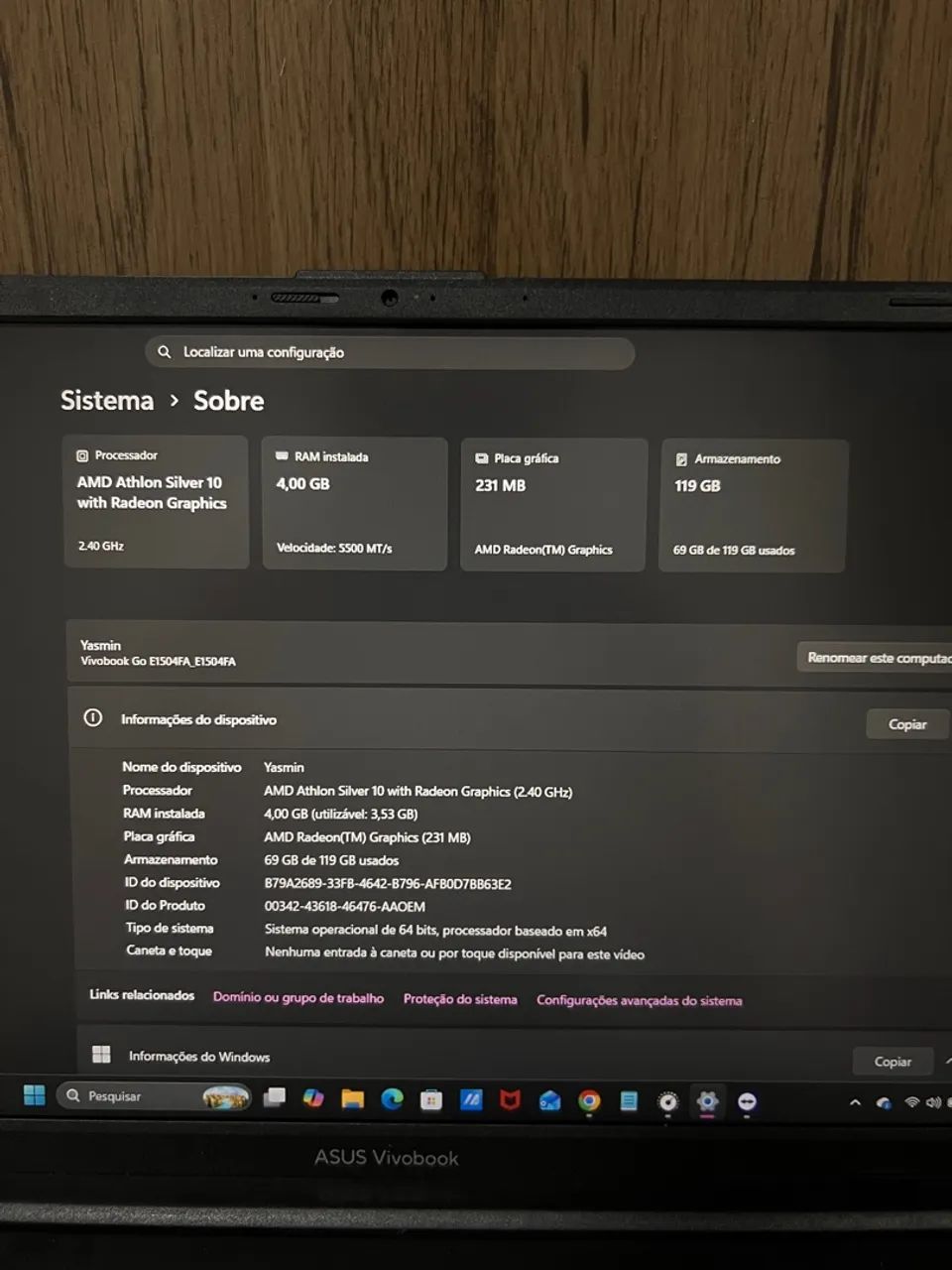 Notebook ASUS VivoBook Go 15 ? praticamente novo