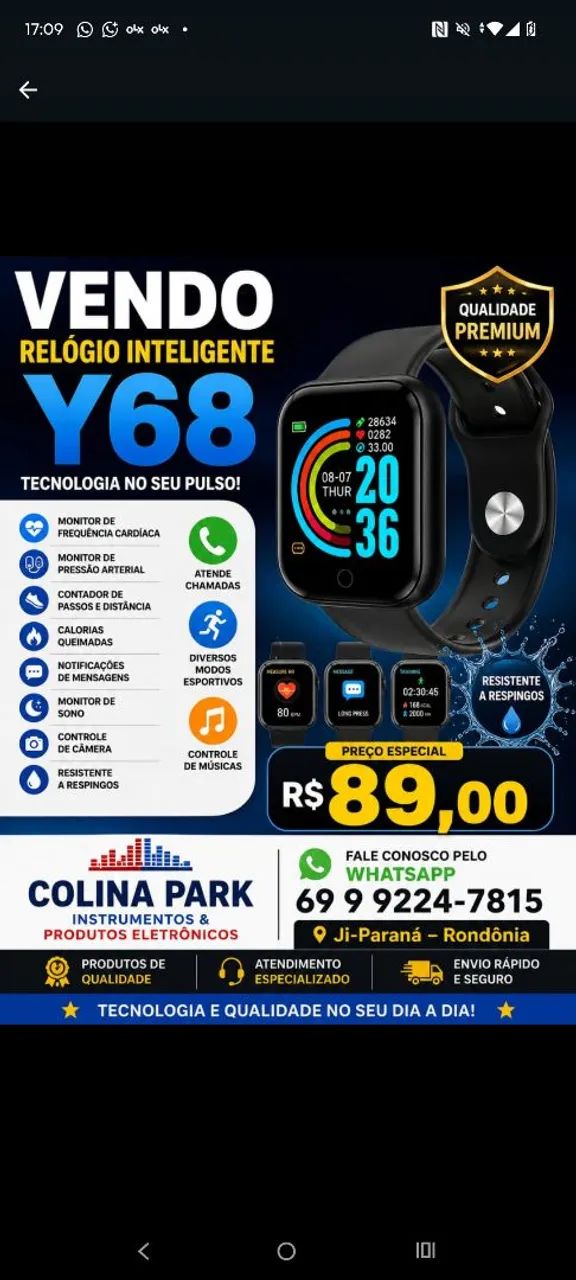 Relógio Inteligente Y68