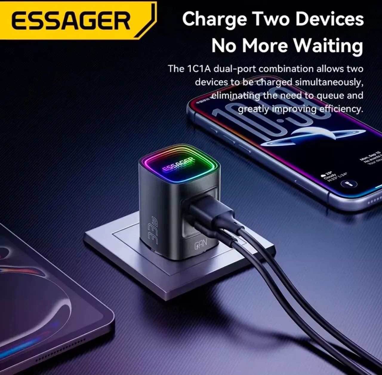 CARREGADOR ESSAGER RGB 33W - Foto 3