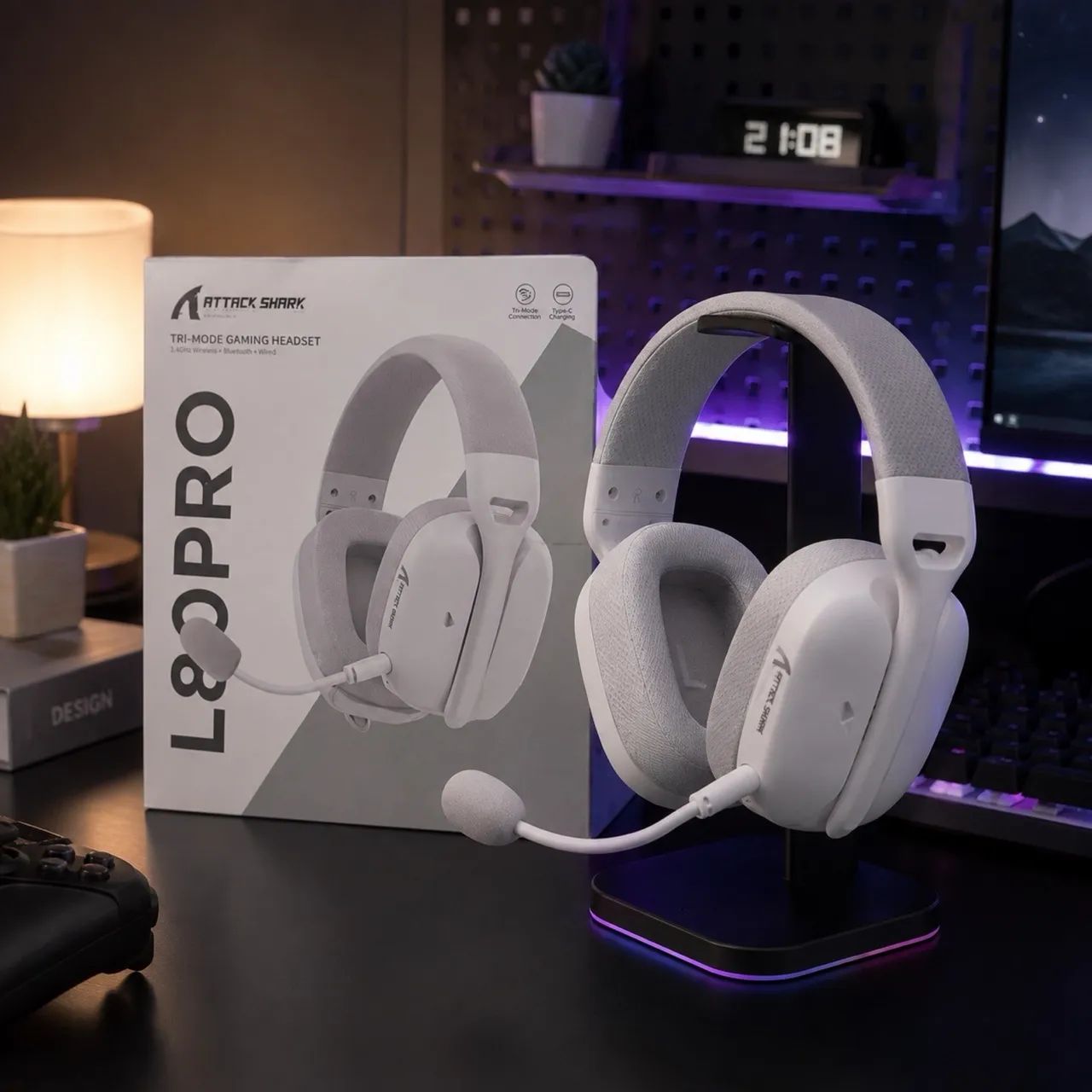 HEADSET GAMER SEM FIO L80 PRO TRI-MODE BLUETOOTH, CABO DRIVER E MAX CONFORTO. - Foto 3
