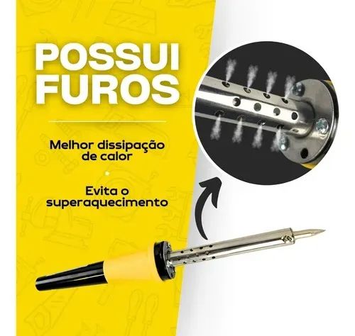 Ferro Para Soldagem 60w Profissional Elétrico 220v Ponta Fina Suporte Lápis - Foto 4