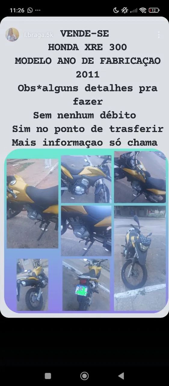 Vendo XRE 300 DOURADA 