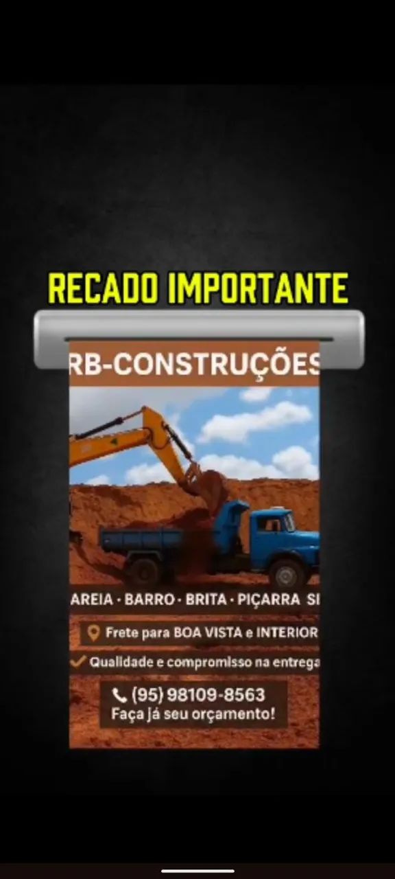 Vendo barro brita, barro pra aterro, areia 