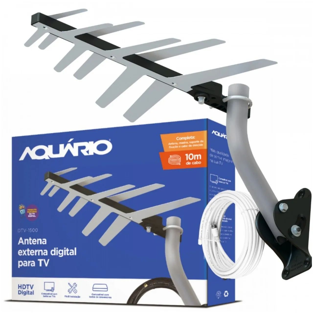 Antena externa aquario tv digital ultra hd