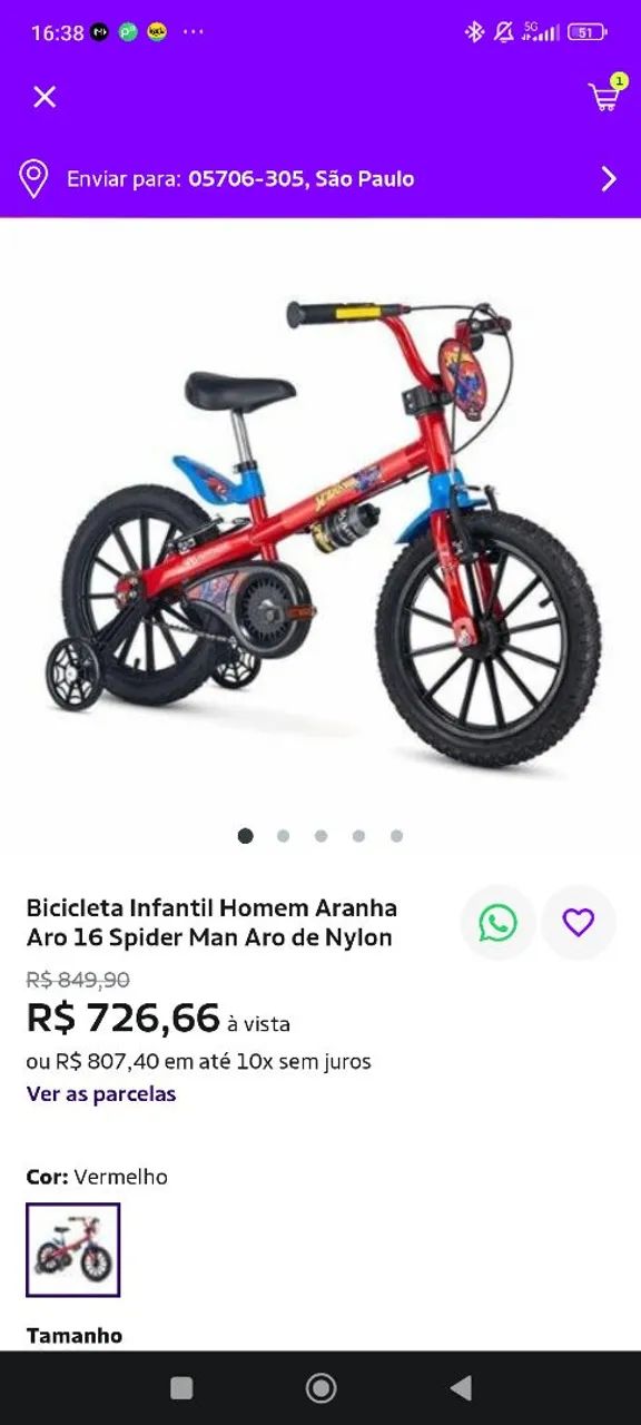 BICICLETA HOMEM-ARANHA ARO16 - Foto 5