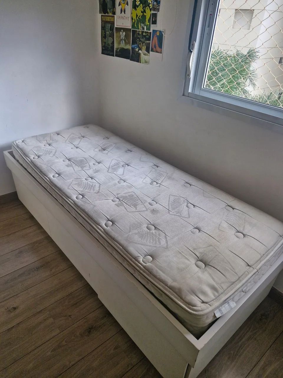 CAMA + COLCHÃO SOLTEIRO MADEIRA COM GAVETÕES - Foto 2