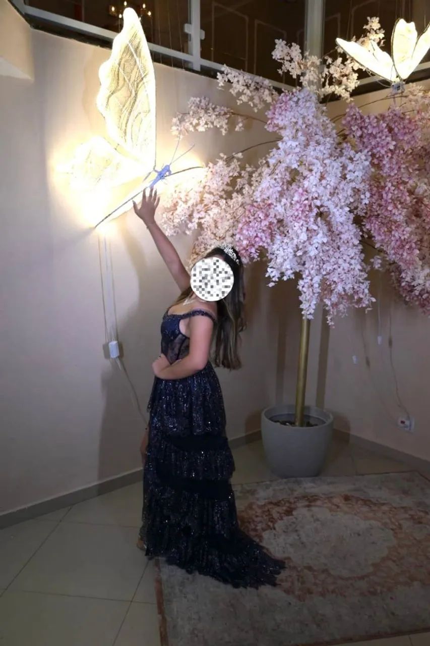 Vestido elegante azul marinho - Foto 4