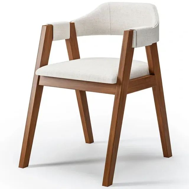 Conjunto de Mesa Lyon com Base Ripada em Madeira Maciça com Cadeiras Âmbar - Foto 4