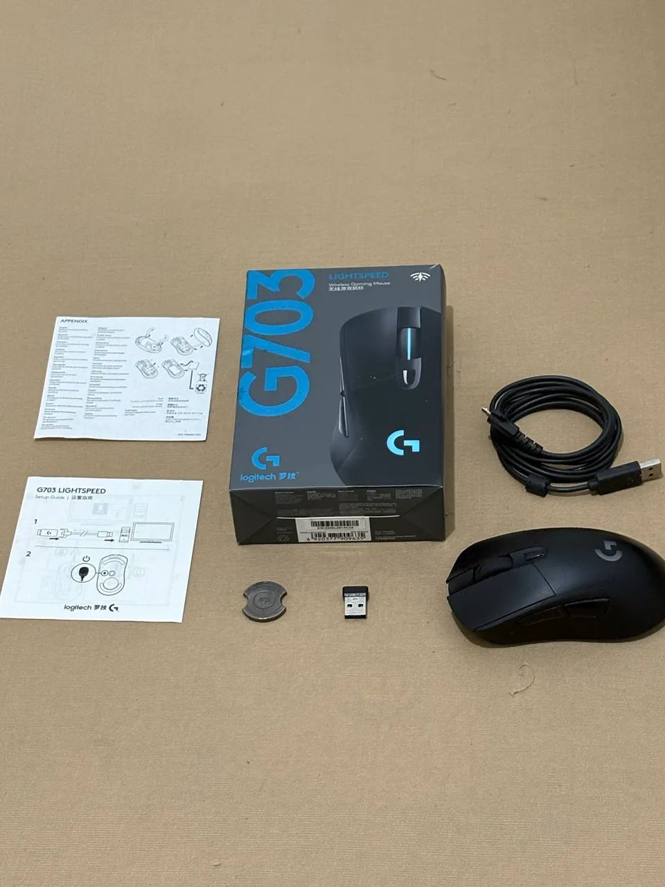 Mouse g703 com caixa e acessórios - Foto 5