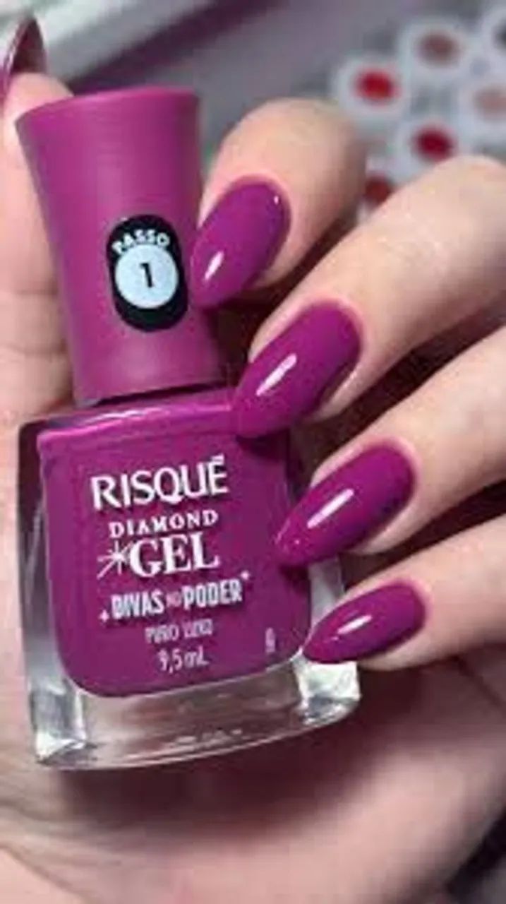 Kit com 2 esmaltes risqué diamond gel divas no poder puro luxo - Foto 2