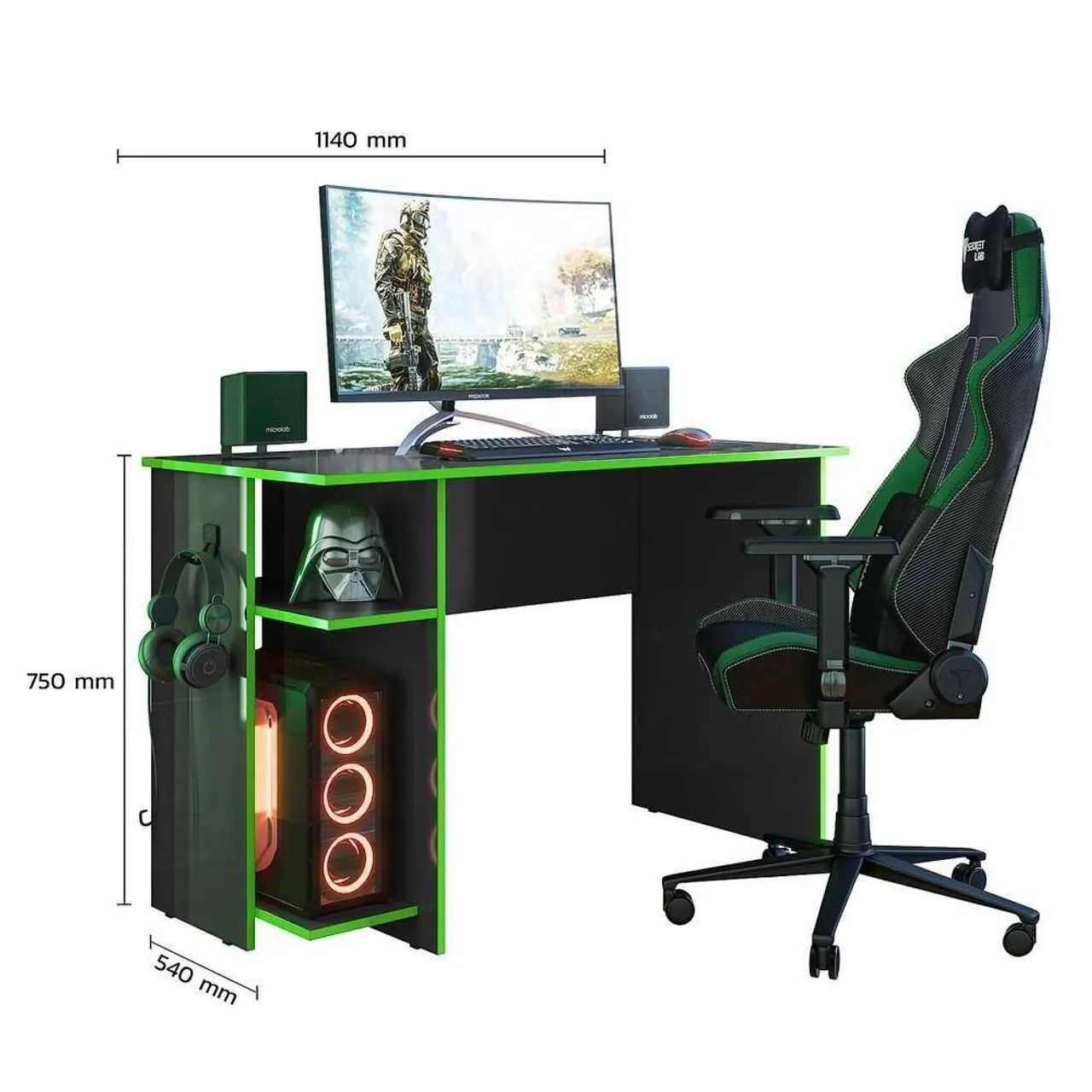 Mesa Gamer Verde - Foto 2