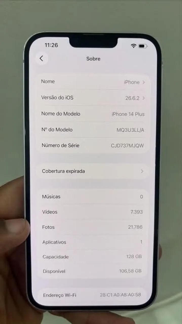 iPhone 14 plus 84% de bateria nunca aberto - Foto 3