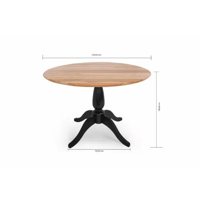 Conjunto De Mesa Redonda Com 4 Cadeira Eucalipto Preto - Foto 4