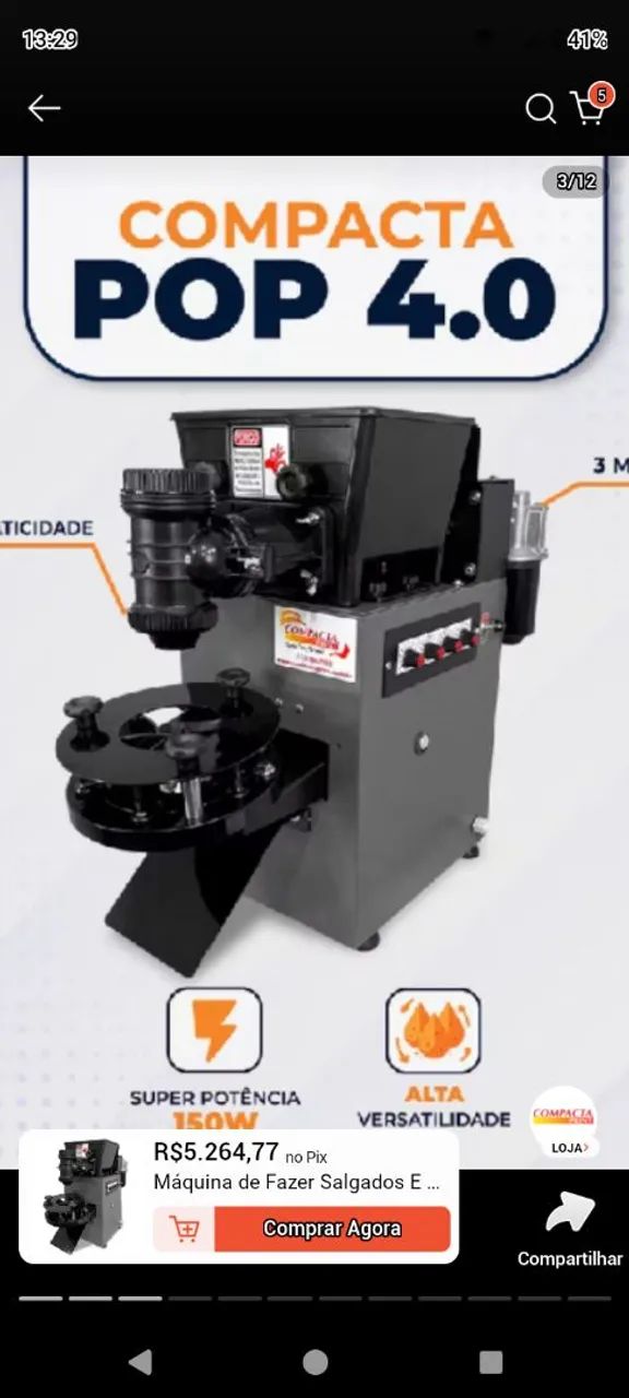 Máquina de salgados e doces nova na caixa com garantia compacta print pop 4.0