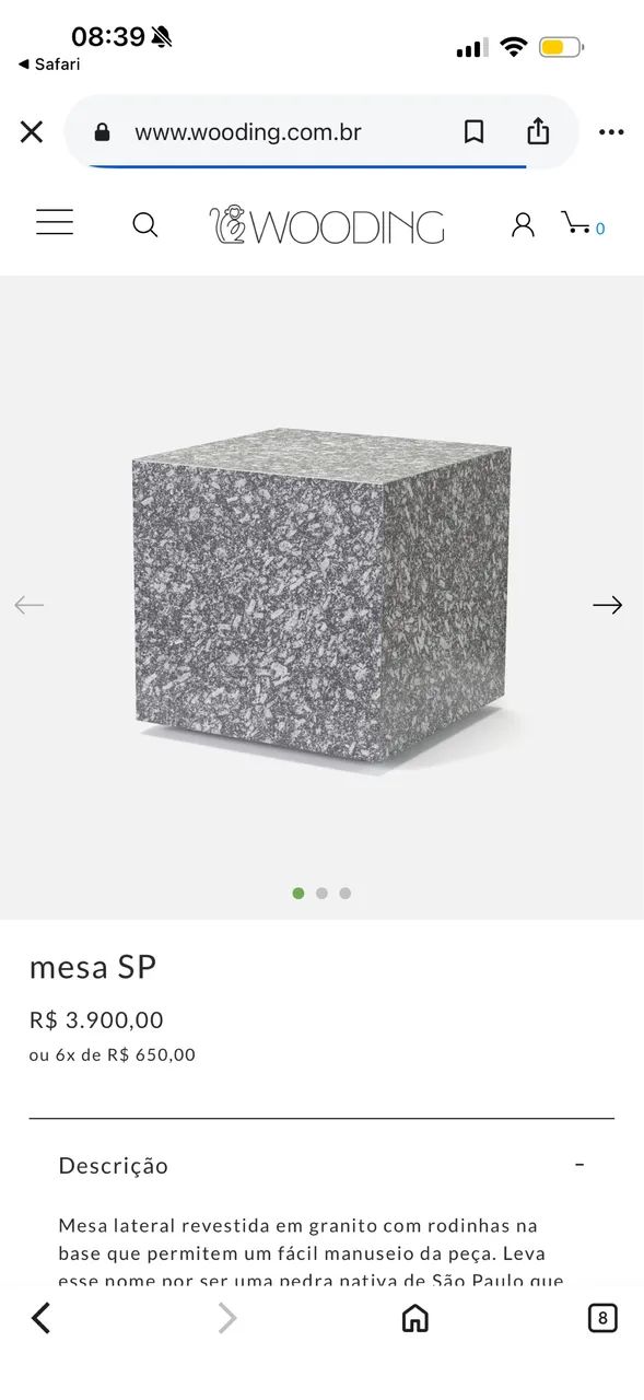 MESA CUBO DE MÁRMORE WOODING