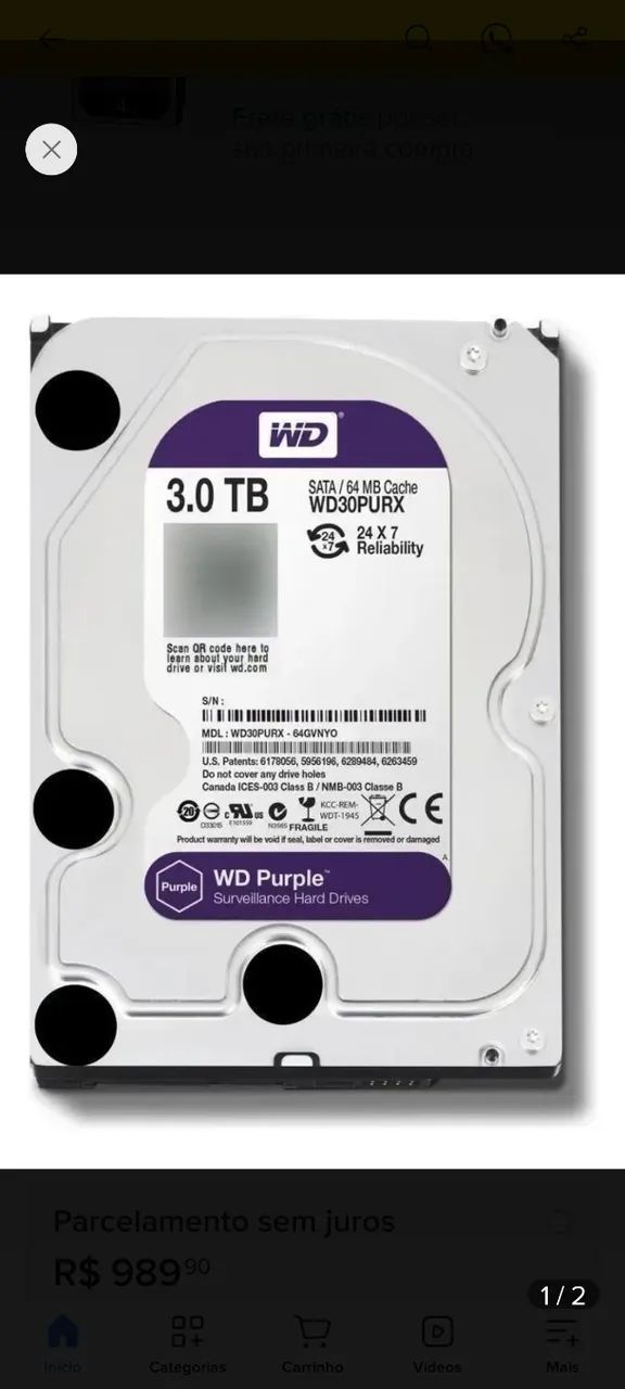 HD SATA DE 3 TB