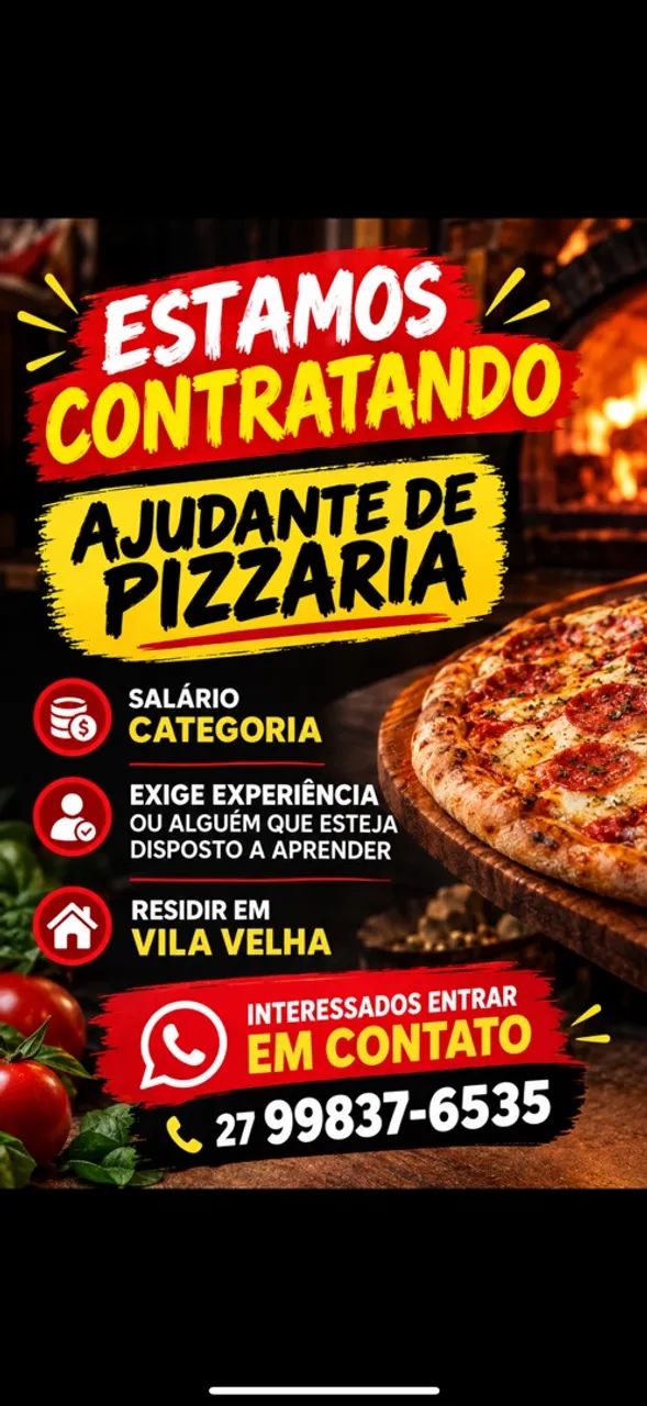 Vaga ajudante pizzaria 