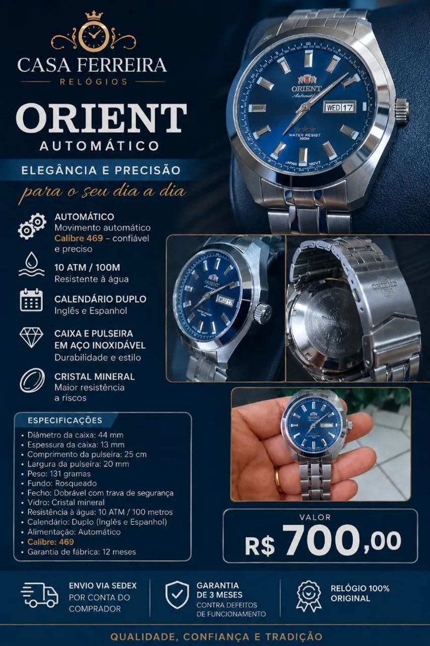 Relógio Orient 3 estrelas Seminovo 