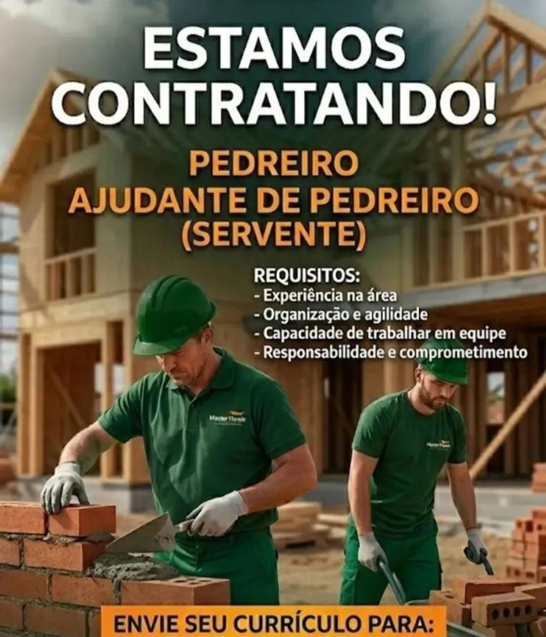vaga de serviços para pedreiros