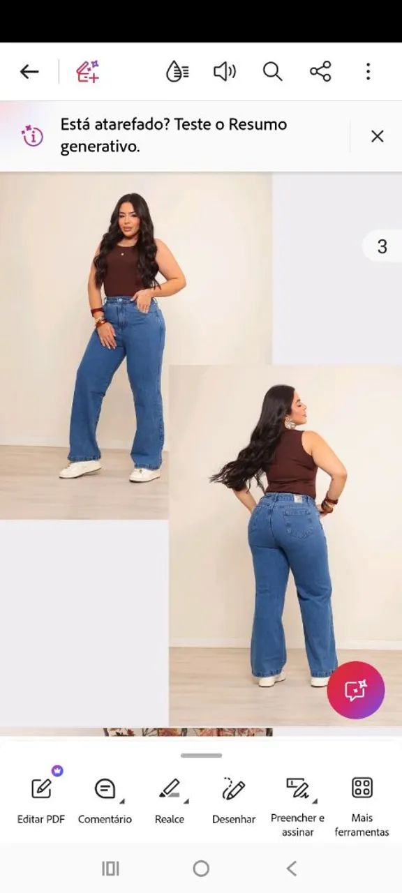 Calça wide leg jeans