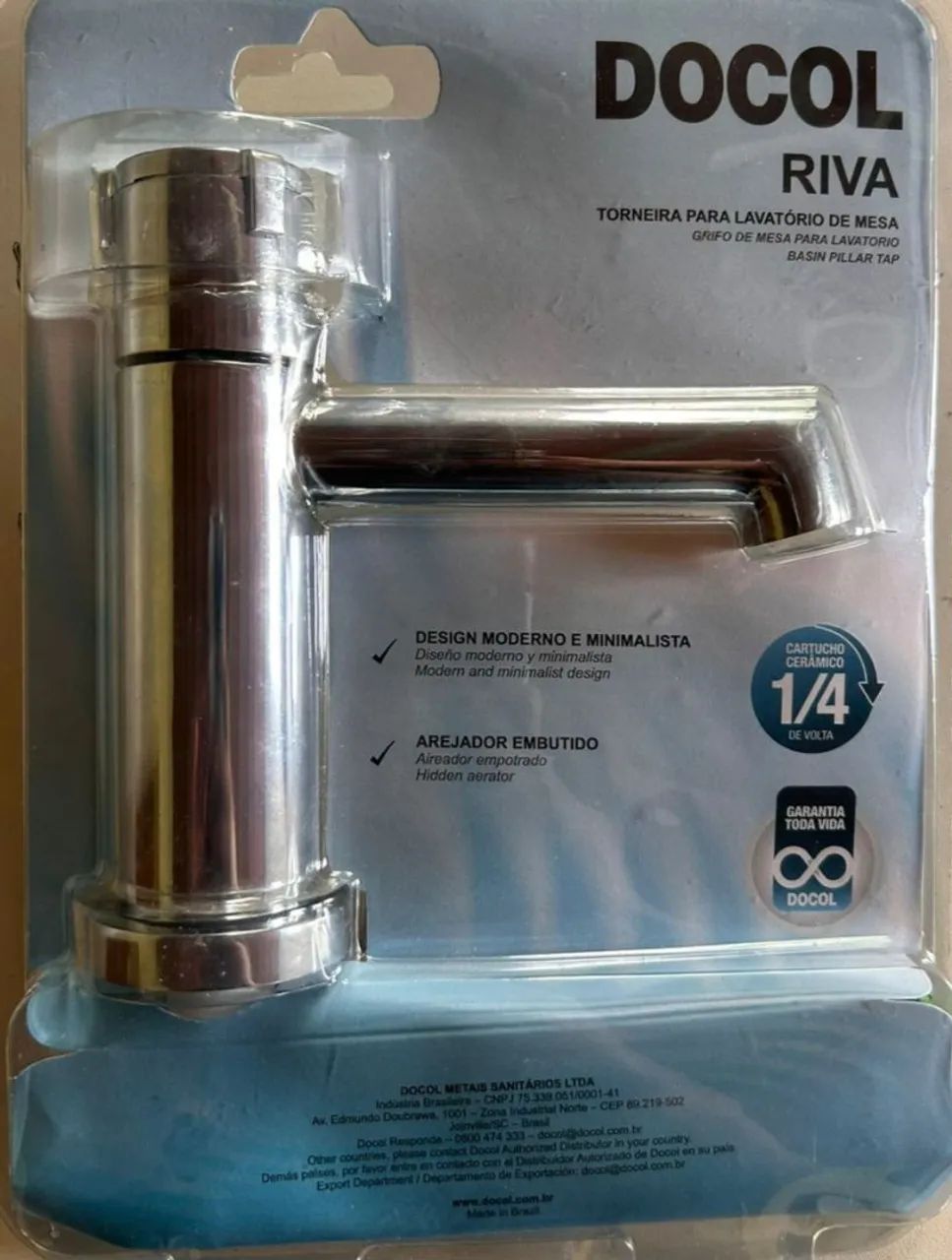 TORNEIRA PARA LAVATÓRIO DE MESA DOCOL, 1/4 - NOVA - 4 UND DISPONÍVEIS 
