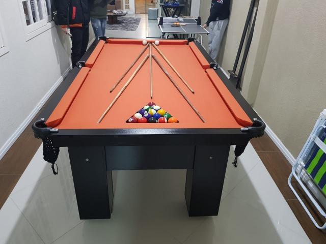 Mesa Charme Semi Oficial Cor Preta Tecido Laranja Mod. VEQO0732 - Foto 2