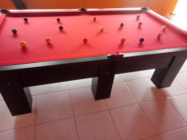 Mesa Charme de Sinuca Cor Preta Tecido Vermelho Mod. BRVJ1368 - Foto 2