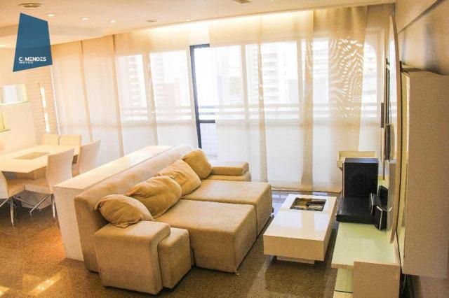Apartamento mobiliado para locação, 130m² 3 suítes 3 vagas, Cocó, Fortaleza. - Foto 2