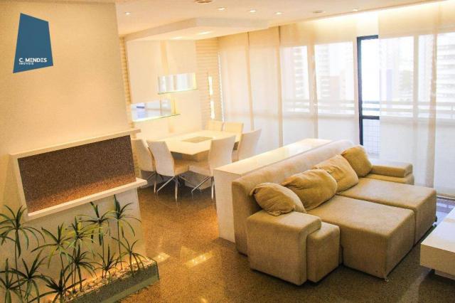 Apartamento mobiliado para locação, 130m² 3 suítes 3 vagas, Cocó, Fortaleza.