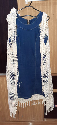 vestido jeans com kimono