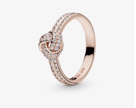 Anel pandora nó cor rose
