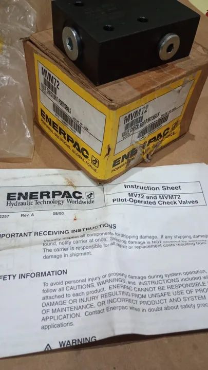 Válvula ENERPAC retenção pilotada- Mod.: MVM72 - R$ 2.050,00 até 19/10/24 - Foto 3