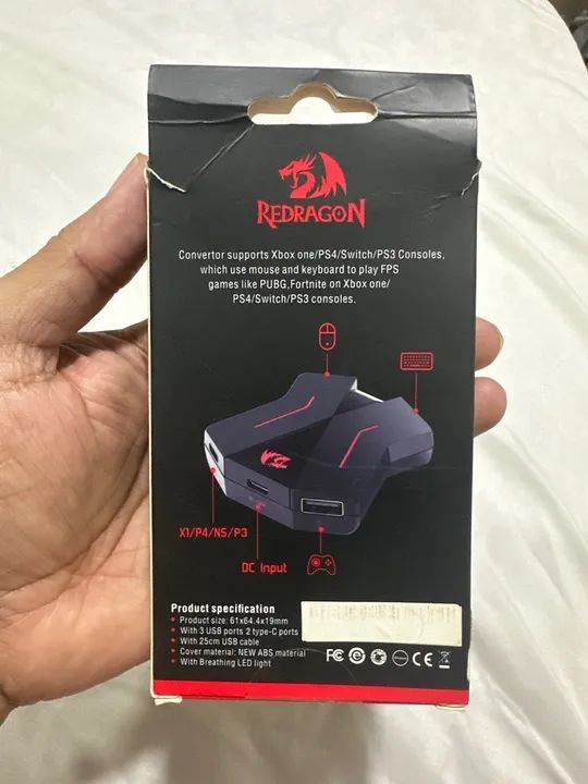 Conversor Redragon Eris GA200 para consoles PS3/4 Xbox One, Controle, Mouse e Teclado - Foto 4