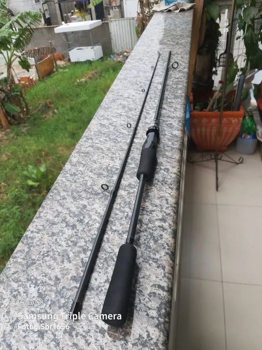 Vara de pesca carbono 1,80 2 seções 6'0 casting 6/17lbs 17de arrasto - Foto 5