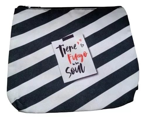 Nécessaire Tiene Fuego Listrada 23x7x29cm Branco/preto