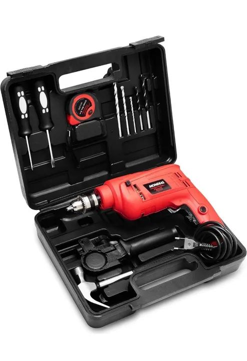 Furadeira de Impacto com Maleta, Mondial, Vermelho, 650W, 2200V